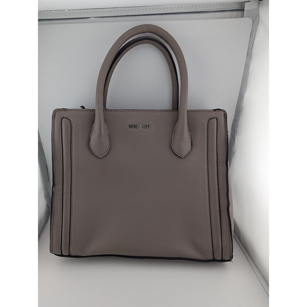 Nine West Taupe Beige Faux Leather Purse Structured Handbag Tote Bag 9x11"